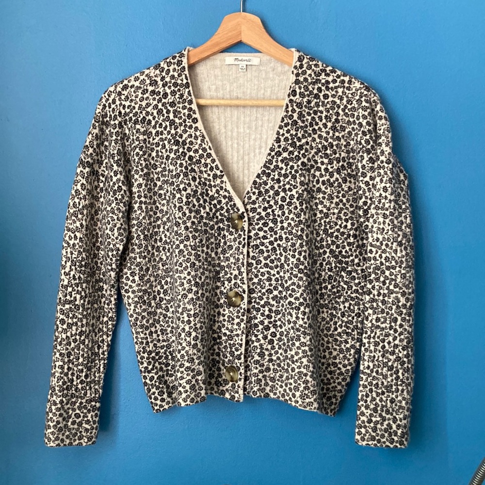 madewell ditzy floral cardigan xs coziest yarn